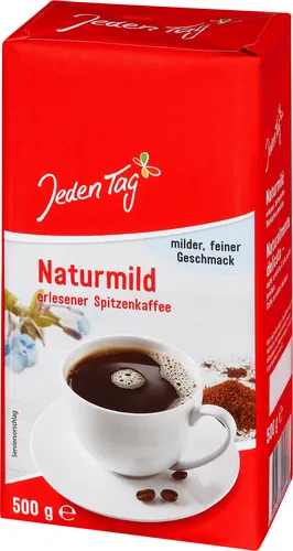 Jeden Tag Naturmild Filterkaffee, milder feiner Geschmack, 500g