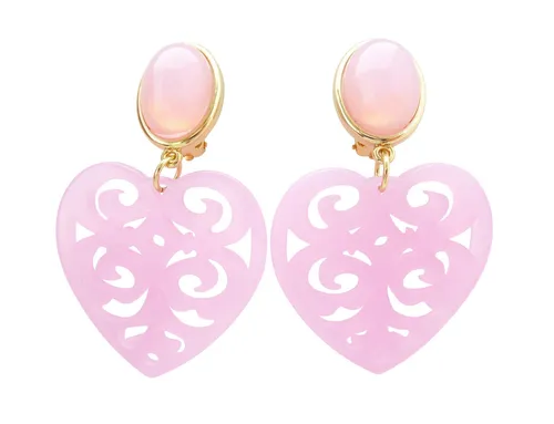 Mugello Paar Ohrstecker Bavaria rosa Herz - Elegante Dirndl-Ohrringe für das Oktoberfest, made in Germany - Ohrstecker aus antiallergischer Metalllegierung mit Gelbvergoldung und leichtem Design. Perfekt für Liebhaberinnen von Trachtenschmuck und ein Hingucker auf dem Oktoberfest!
