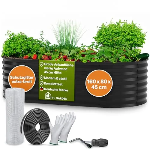 TTL GARDEN 160x80x45cm Elegance M Metall Hochbeet Anthrazit von TTL GARDEN