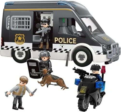 Spielzeug-Polizeiauto für Kinder von 3 bis 8 Jahren, große Spielzeugautos mit Licht und Sound, Einsatzfahrzeuge für Kleinkinder, Rollenspielset zum Thema Polizei