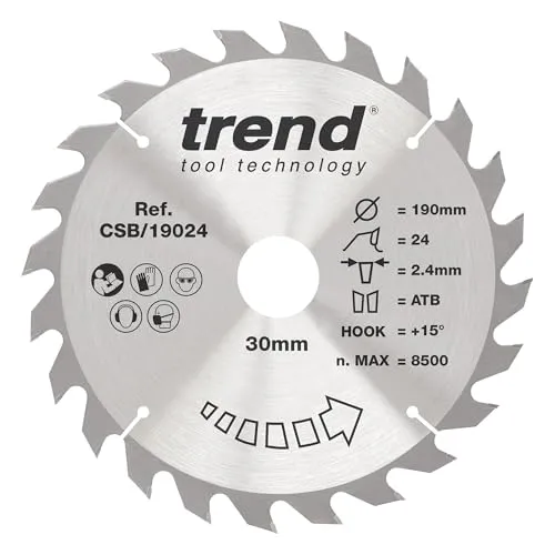 Trend Kreissägeblatt Holz, 190 mm, 30 mm Bohrung, 24 Zähne, HW