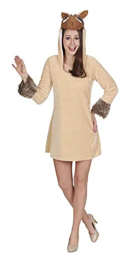 Andrea Moden - Kostüm Lama, Kleid mit Kapuze, mit 2 Taschen, Mottoparty, Karneval