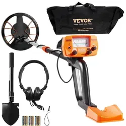 VEVOR Metalldetektor Kit für Erwachsene - Multifunktionales Ortungsgerät mit wasserdichter 20,3 cm Spule für größere Erkennungstiefe, inkl. Schaufel und Tragetasche – perfekt für Schatzsucher und Outdoor-Abenteuer.