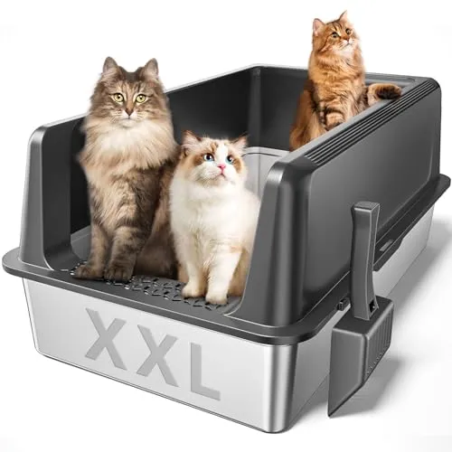 Zarler XXL Katzentoilette aus Edelstahl – Geräumige und hygienische Lösung für Katzen