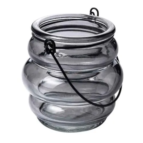 Glaslaterne mit Henkel 8cm. Teelichthalter Windlicht Kerzenhalter Kerzenglas (Anthrazit)