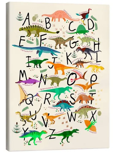 Posterlounge Wandbild Dino-Alphabet, Kidz Collection, erhältlich als Poster, Leinwandbild, Wandsticker oder Acrylglasbild