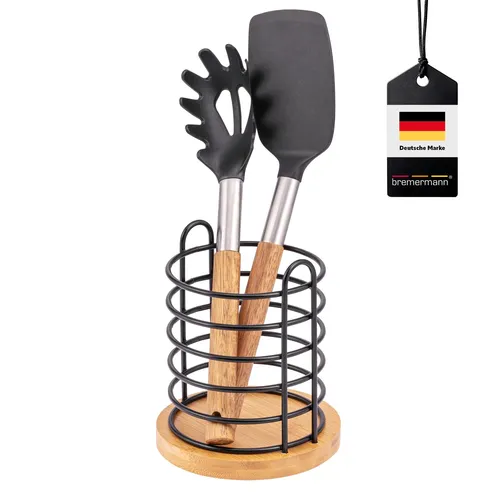 bremermann Küchenutensilienhalter mit Bambus, Besteckhalter, schwarz