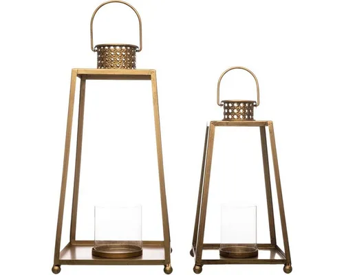 CHAKS Kerzenlaterne Offene Laternen 2er-Set Metall Windlicht Weihnachten Gold Vintage - 2er-Set offene Laternen aus Metall im edlen Gold-Look. Ideal für stimmungsvolle Akzente im Innen- und Außenbereich. Perfekt für gemütliche Winterabende und festliche Anlässe!