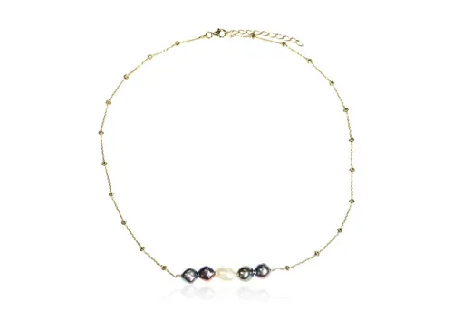 Cavill Silberkette Cavill Silbercollier mit weißen Süßwasserzuchtperlen, verstellbar (1-tlg)