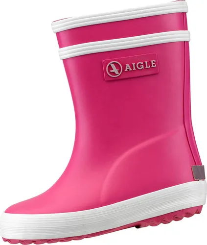 Aigle Baby-Flac Gummistiefel pink/weiß Gr. 20 - Robuste Gummistiefel für Kinder, gefertigt aus flexiblem Naturkautschuk. Ideal für Regen und Pfützen, mit reflektierendem Fersenstreifen für bessere Sichtbarkeit. Perfekt für kleine Abenteuer im Freien.