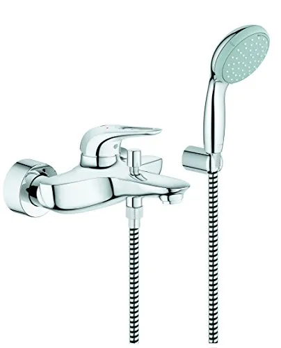 GROHE Eurostyle Wannenarmatur mit Brausegarnitur - Armaturen mit GROHE StarLight Chromoberfläche für maximale Widerstandsfähigkeit gegen Schmutz und Kratzer, bietet ultimativen Bedienkomfort und elegantes Design.