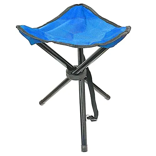 HAC24 Camping Hocker Falthocker Angelhocker Inkl. Tragegurt Campingstuhl Dreibeinhocker 110kg Campinghocker Faltbar (Blau)