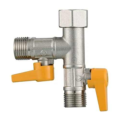 CIENCIA 3 Wege Umschaltventil Stück T-Stueck G 1/2 Messing T-Adapter für Duschschlauch Absperrventil Dusche Gebürstetes Nickel, DSF009