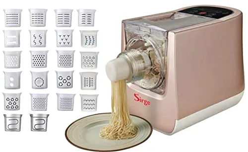 Sirge Hausgemachte Pastamaschine mit 22 DIES - 300 Watt für frische Pasta - Nudelmaschinen für hausgemachte Pasta, 22 Matrizen für vielfältige Nudelsorten, automatisch kneten und extrudieren, perfekt für gesunde, selbstgemachte italienische Küche.