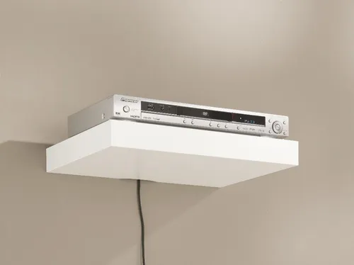 Dolle Wandregal Mediabord 44,5 x 30 cm - Weiß mit Kabelführung - Regalböden mit cleverer Kabelführung für ein aufgeräumtes Zuhause, ideal für Multimedia-Geräte und Dekoration.