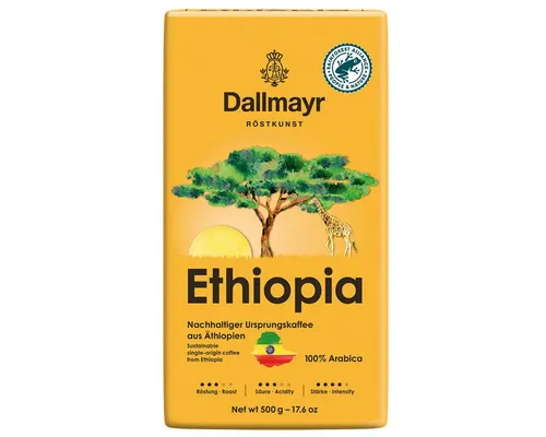 Dallmayr Ethiopia gemahlen, 500 g - Gemahlener Kaffee aus Äthiopien, 100% Arabica mit blumiger Note und ausgewogener Säure – ideal für Kaffee-Liebhaber!