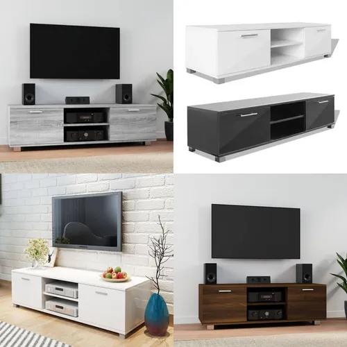 vidaXL Hochglanz-Weiß TV-Schrank 140x40,5x35 cm - Eleganter TV-Schrank in Hochglanz-Weiß mit viel Stauraum, 4 Kabelausgängen und robuster Bauweise – ideal für ein modernes Wohnzimmer!