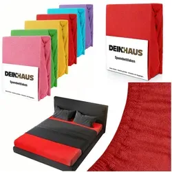 DH DEIN . HAUS Spannbettlaken Frottee SOFT, Baumwolle, Gummizug: rundum, (1 Stück), weich saugfähig atmungsaktiv Rundumgummi formstabil bis 20 cm rot 140 cm x 200 cm