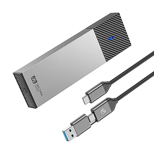 M.2 Enclosure NVMe SSD Gehäuse mit 10 Gbit/s Übertragung, USB3.2 NVME SATA SSDGehäuse Adapter für 2230 2242 2260 2280 M.2 PCIe NVMe M-Key & M+B Key SSD (werkzeuglos, 2-in-1 Kabel)，grau