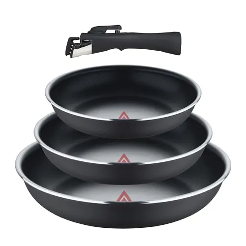 BERGNER- Set 4 (18+20+24CM) Stück Alu-Presspfannen mit abnehmbarem Griff und Wärmepunkt ILAG Essential Anthrazit Induktionsgeeignet