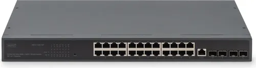 Digitus DN-80223 Ethernet Switch 24 Port - Switch u. Bridges mit 24 Gigabit-Ports und 4 x 10G SFP+ Steckplätzen für flexible Netzwerkerweiterung und hohe Leistung, ideal für Datencenter-Anbindungen.