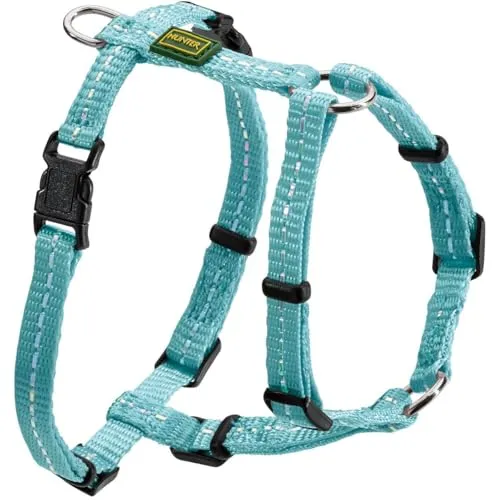 HUNTER TRIPOLI Hundegeschirr, kleine Hunde, Nylon, reflektierend, robust, XXS-XS, hellblau