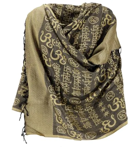 GURU SHOP Pashmina Viskose Schal/Stola mit OM Muster in gelb von Guru-Shop