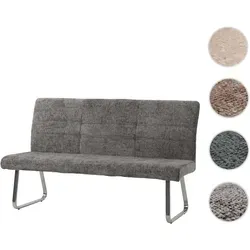Sitzbank HWC-G55, Dunkelgraue Esszimmerbank mit Edelstahlgestell - Moderne 3-Sitzer Esszimmerbank in Dunkelgrau mit hochwertigem Chenille-Stoff, ØKO-TEX zertifiziert und stabiler Edelstahlkonstruktion. Maximaler Sitzkomfort und elegante Ziernaht machen sie zum Blickfang in jedem Raum.