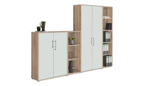 Aktenschrank OFFICE EDITION - moebel-dich-auf, abschließbar mit Metallgriffen - Moderne Aktenschränke aus der Serie Office Edition, Made in Germany, mit variabel einsetzbaren Einlegeböden und praktischen Drehtüren für optimalen Stauraum.