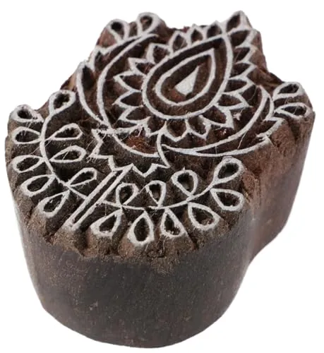 Produktbild GURU SHOP Indischer Textilstempel, Holz Stoffdruckstempel, Blaudruck Stempel, Druck Modell - 4x5 cm Blume 9