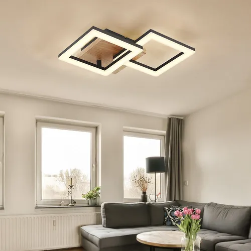 Moderne Deckenleuchte mit Holzoptik und LED 18W von Globo