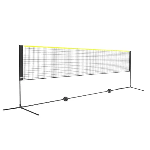 VEVOR Höhenverstellbares Badmintonnetz - Multisportnetz für Badminton, Volleyball & Tennis, einfach aufzubauen und tragbar, ideal für Garten, Strand oder Park.