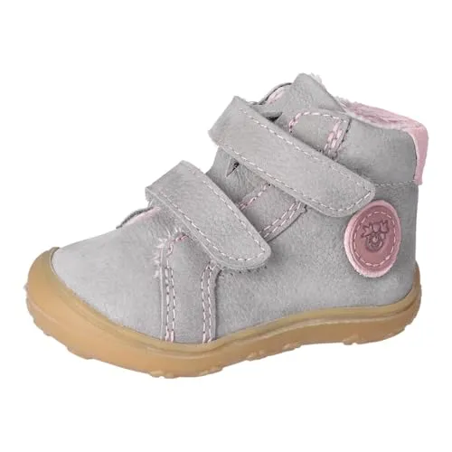 Ricosta Stiefel grau|rosa 19 EU - Wanderschuhe für Kinder, aus hochwertigem Glattleder mit warmem Vildona-Innenfutter und praktischem Klettverschluss für einfaches An- und Ausziehen.