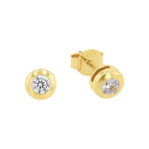 Amor Ohrstecker Damen Ohrschmuck mit Zirkonia, 0,5 cm Gold - Ohrringe für Damen, aus 585er Gold mit funkelnden Zirkonia, ideal als Geschenk für besondere Anlässe und für den Alltag.