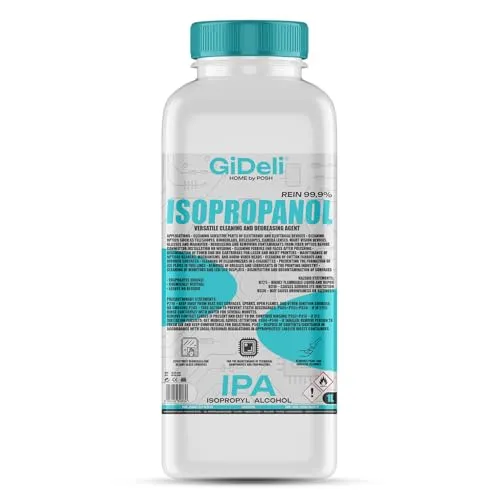 GiDeli Isopropanol 99,9% 1l - Isopropylalkohol Reiniger Hochprozentiger - Reinigungsalkohol für Elektronik, 3d Drucker zubehör, Glass, Bildschirmen und Linsen