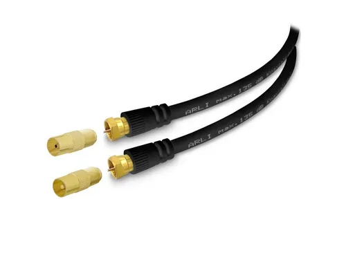ARLI schwarz TV-Kabel, TV Antennenstecker, TV Antennenbuchse (500 cm), 5m Anschlusskabel IEC Adapter HD 135dB Kabel Digital Stecker Buchse