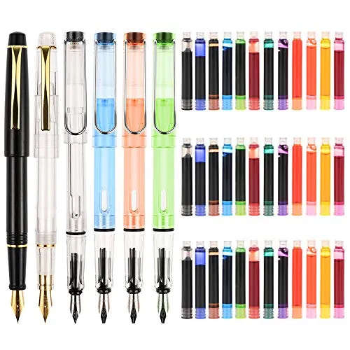GOLDGE Set mit 6 Füllfederhaltern, 36 farbige Tintenpatronen Geschenkset, Kalligraphie-Set, perfekt für Anfänger, Abschlussfeier, Kalligraphie-Stift, Schreiben Weihnachten und Geburtstag