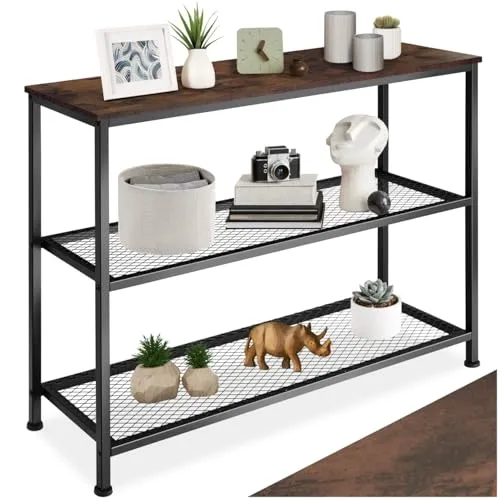 TecTake Konsolentisch Bristol - Industrial Holz dunkel, rustikal 100x30x81cm - Drohnen Zubehör: Stilvoller Konsolentisch im rustikalen Industrial Style mit stabiler Konstruktion und höhenverstellbaren Füßen, ideal für Bücher und Deko.