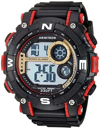 Armitron Sport Men's Digital Chronograph Resin Strap Watch, 40/8284 Black/Red