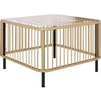 Outsunny Polyrattan Gartentisch 65x65 cm - Gartentisch aus wetterfestem Polyrattan mit eleganter Glasplatte, ideal für Garten, Terrasse oder Balkon. Robuste Bauweise mit UV-Beständigkeit und einfacher Reinigung.