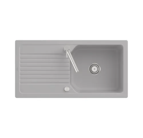 Villeroy & Boch Linara 60 Einbauspüle mit Excenter - Elegante Keramikspüle für moderne Küchen, mit komfortabler Excenterbetätigung und maximaler Widerstandsfähigkeit aus TitanCeram. Ideal für Unterschrankbreiten ab 60 cm.