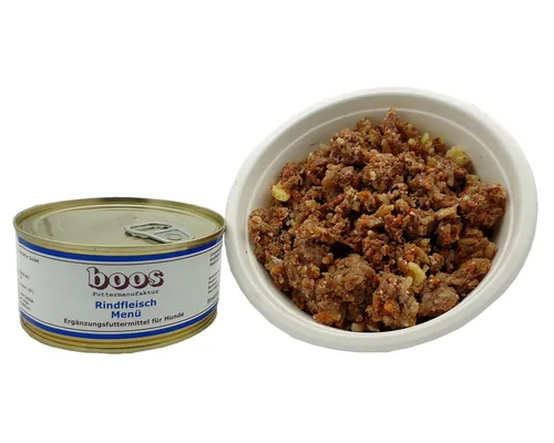 Boos Rindfleisch Menü 300g Rindfleisch 70%, Reis Karotten Hundefutter Nassfutter