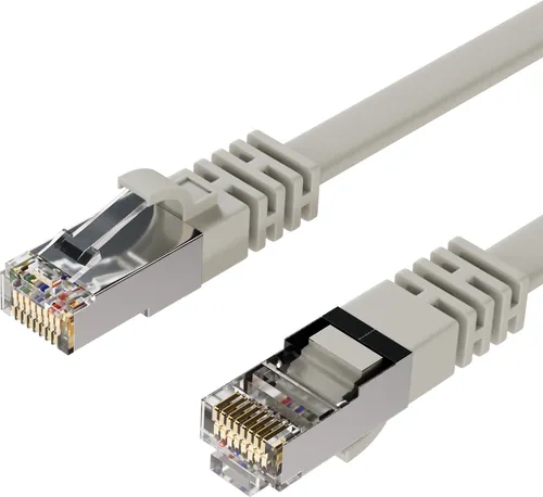 RJ45 Flachkabel m. CAT 7 Rohkabel slim weiß 0,25m