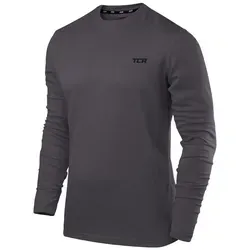 TCA Herren Langarm Laufshirt - Grau, XL - Trainingsbekleidung aus 100% Polyester, ideal für sportliche Aktivitäten und optimalen Tragekomfort beim Laufen.