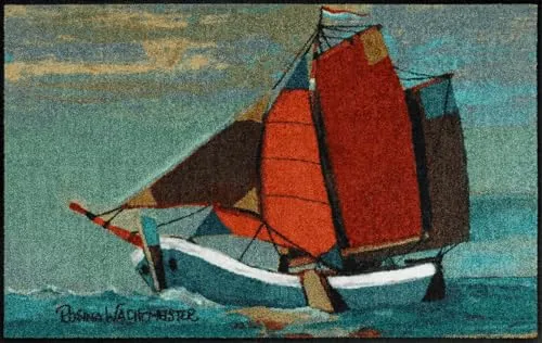 Salonloewe Rosina Wachtmeister Fußmatte Sail Away 50x75 cm - Fußmatte in modernem Design, waschbar bis 60 Grad, pflegeleicht und rutschfest; ideal für Allergiker und für Innen- und Außenbereiche geeignet.