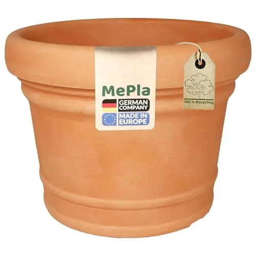 MePla Blumentopf Monza - runder Pflanzkübel - wetterfestes Pflanzgefäß - UV-beständiger Blumenkübel - Pflanzentopf - Kübel - ø30 - Terra