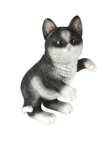 Deko Katze Garten - Handbemalte Katzenfigur aus Polyresin - Wetterfeste und UV-beständige Dekofigur in klassischem Design. Ideal für Garten, Terrasse oder Wohnräume. Ein liebevolles Katzenpaar, das jeden Raum verschönert.
