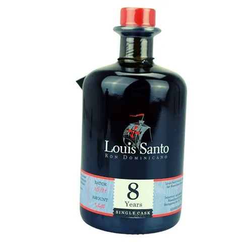 Louis Santo Ron Dominicano Rum 8 Jahre - 0,5 l - Hochwertiger Rum mit 8 Jahren Reifung, ideal für Genießer und perfekt für Cocktails oder pur. Erleben Sie den einzigartigen Geschmack der Dominikanischen Republik.