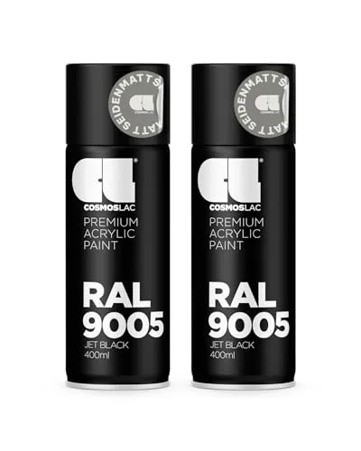 COSMOS LAC Sprühlack Sprühdose - 400ml - Sprühfarbe für den DIY-Bereich, geeignet für alle Oberflächen - Lackspray (2, RAL 9005 - schwarz seidenmatt)