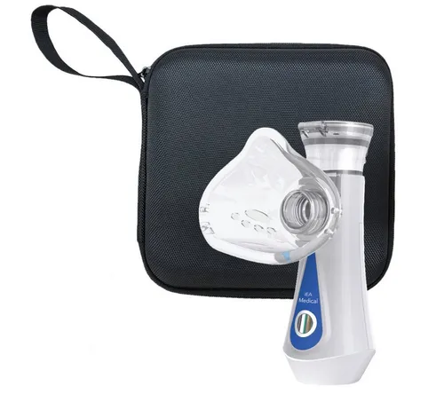 IEA Medical Inhalator Set mit Schutztasche – inkl. Masken, kompakt für unterwegs, Hartschalen-Case schützt Inhalator & Zubehör, leicht & reisetauglich